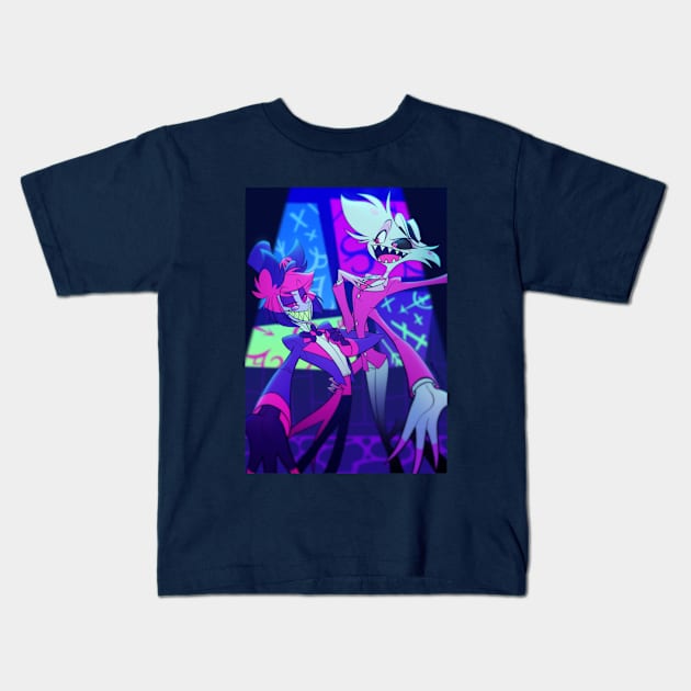 hazbin hotel alastor/angeldust Kids T-Shirt by quere